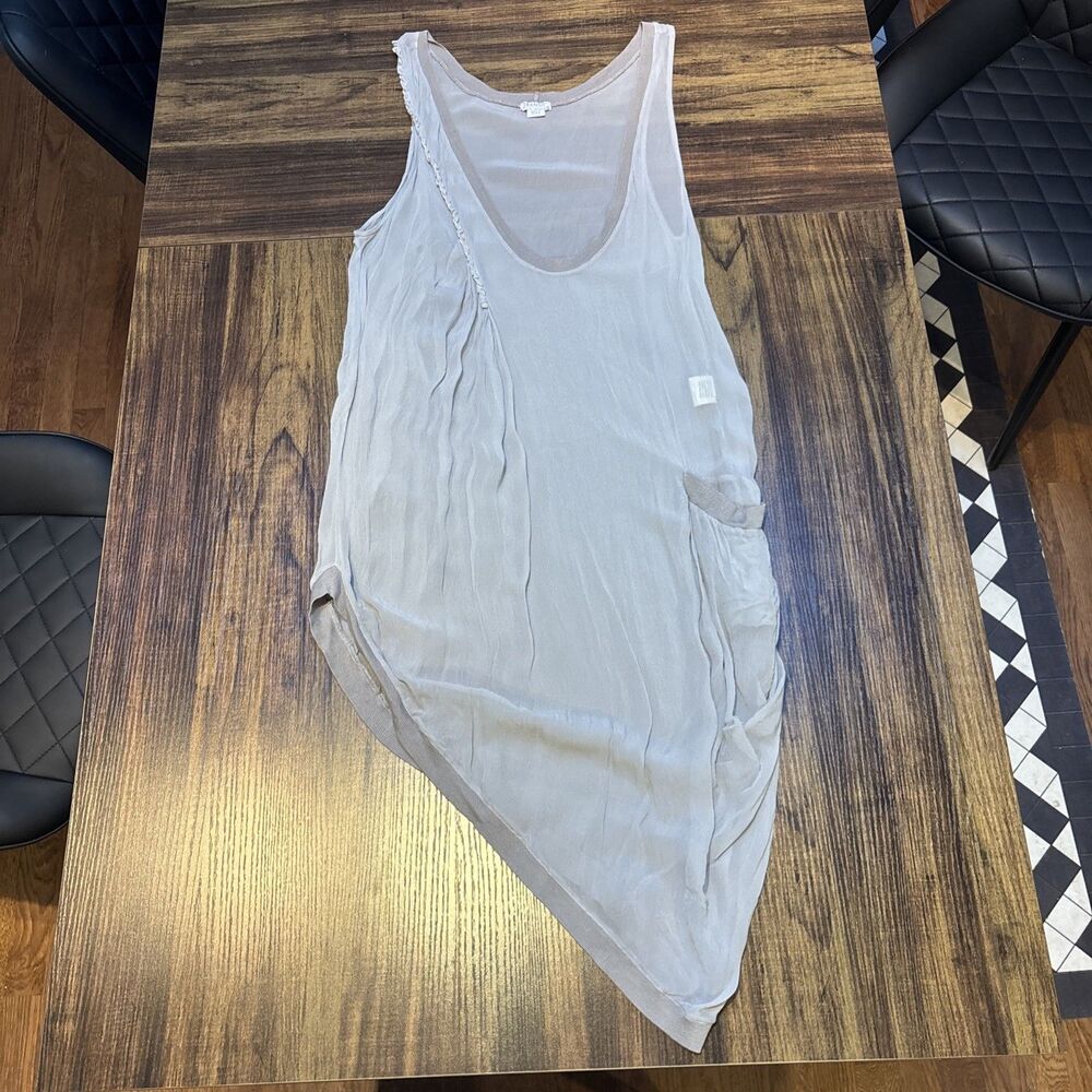 Transit Par-Such Made in Italy Lightweight Sleeveless Tank Mini Dress 2 Lt Grey
